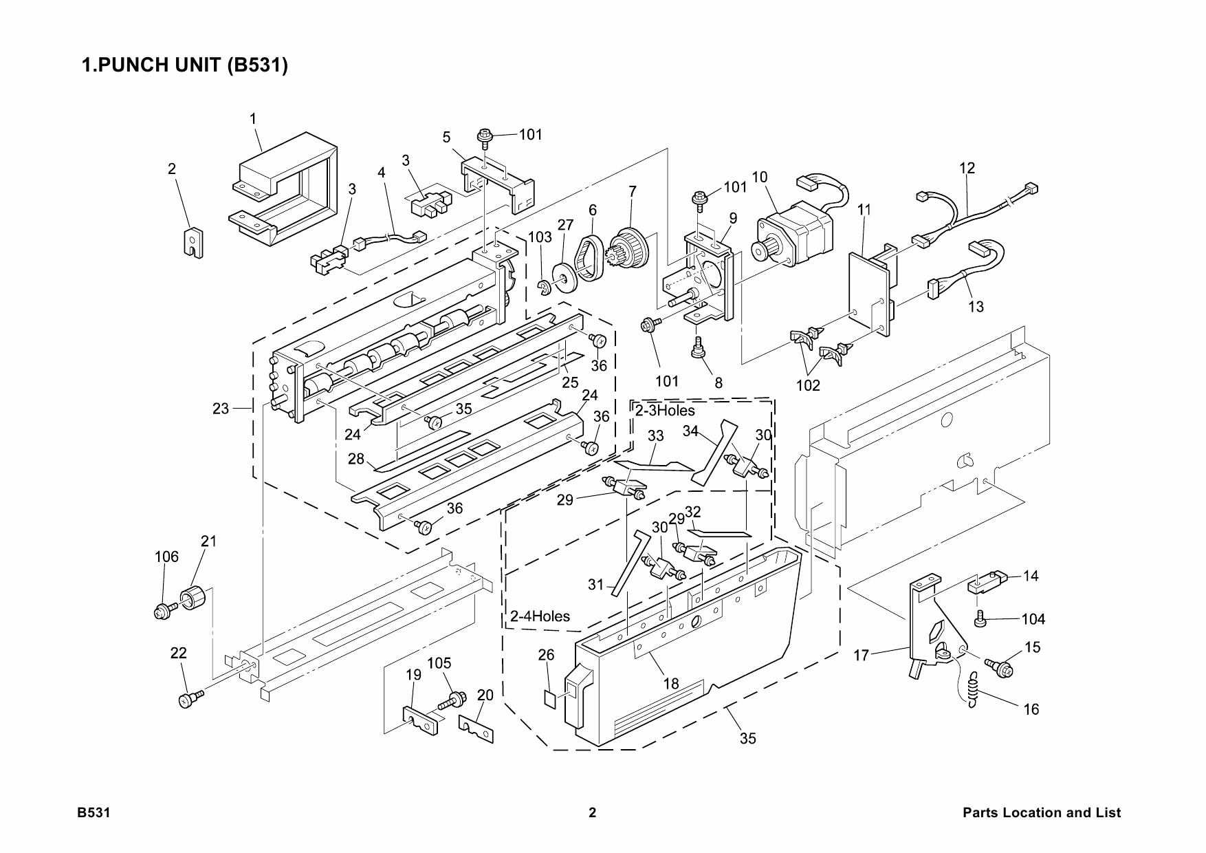 RICOH Options B531 PUNCH-UNIT-TYPE-1075-1090 Parts Catalog PDF download-2